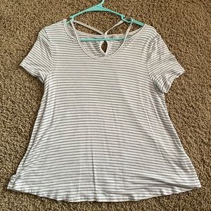 striped flowy tee